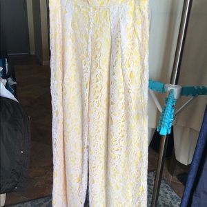 Badgley Mishka size 6 lace and satin pants lace top layer